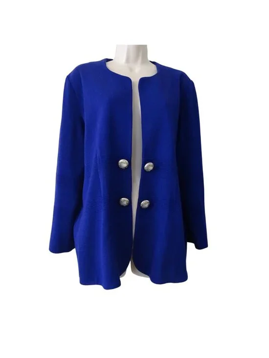 Vintage Misook Purple Open Front Knit Caridgan Blazer Jacket Size XL 90s Y2K - Picture 2 of 12